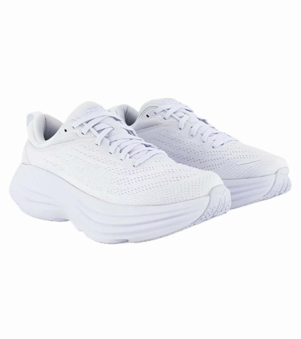 Hoka Bondi 8 Women's Running Shoes, White/White High Heel Thong Sandals