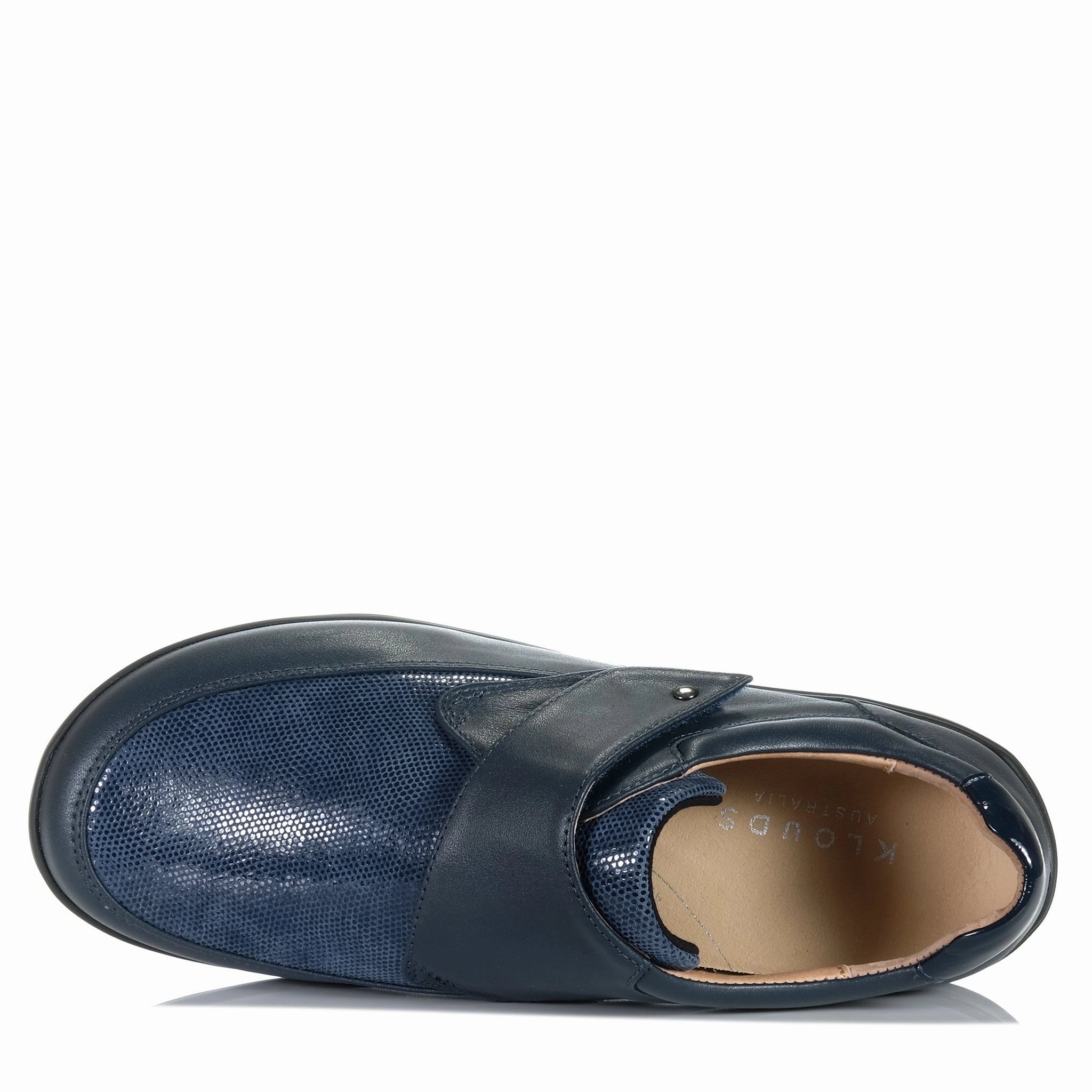 Klouds Jordyn Navy Print Stretch Shoes Flat Feet Walking