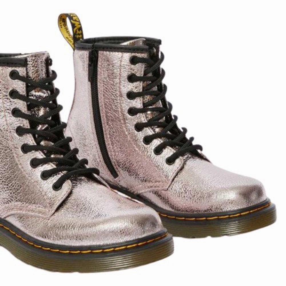 Zippered Boots DR.MARTENS 1460 Crinkle Metallic Kids | Pink Salt (25652984)