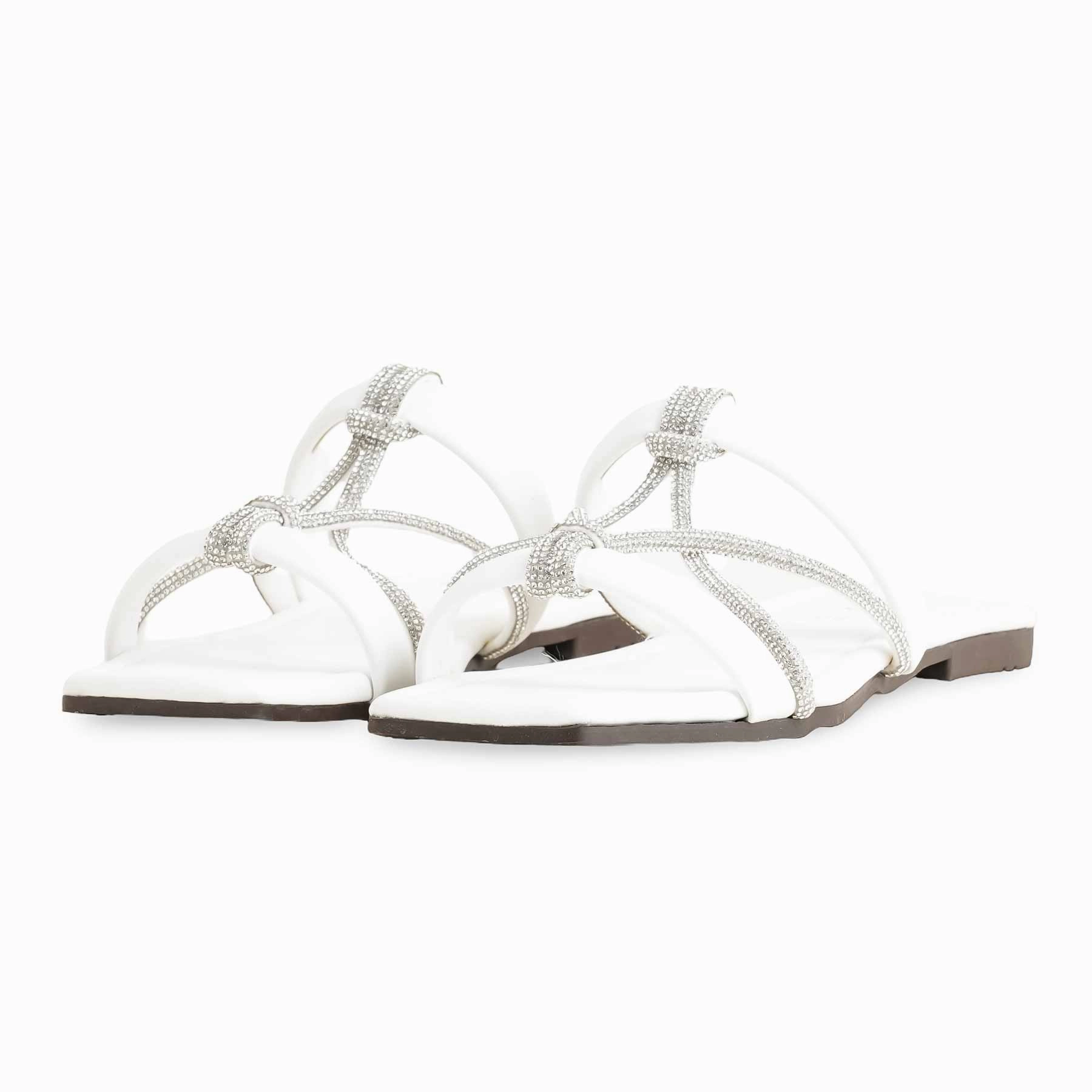 Vegan Flat Shoes White Casual Women Slipper CL2024