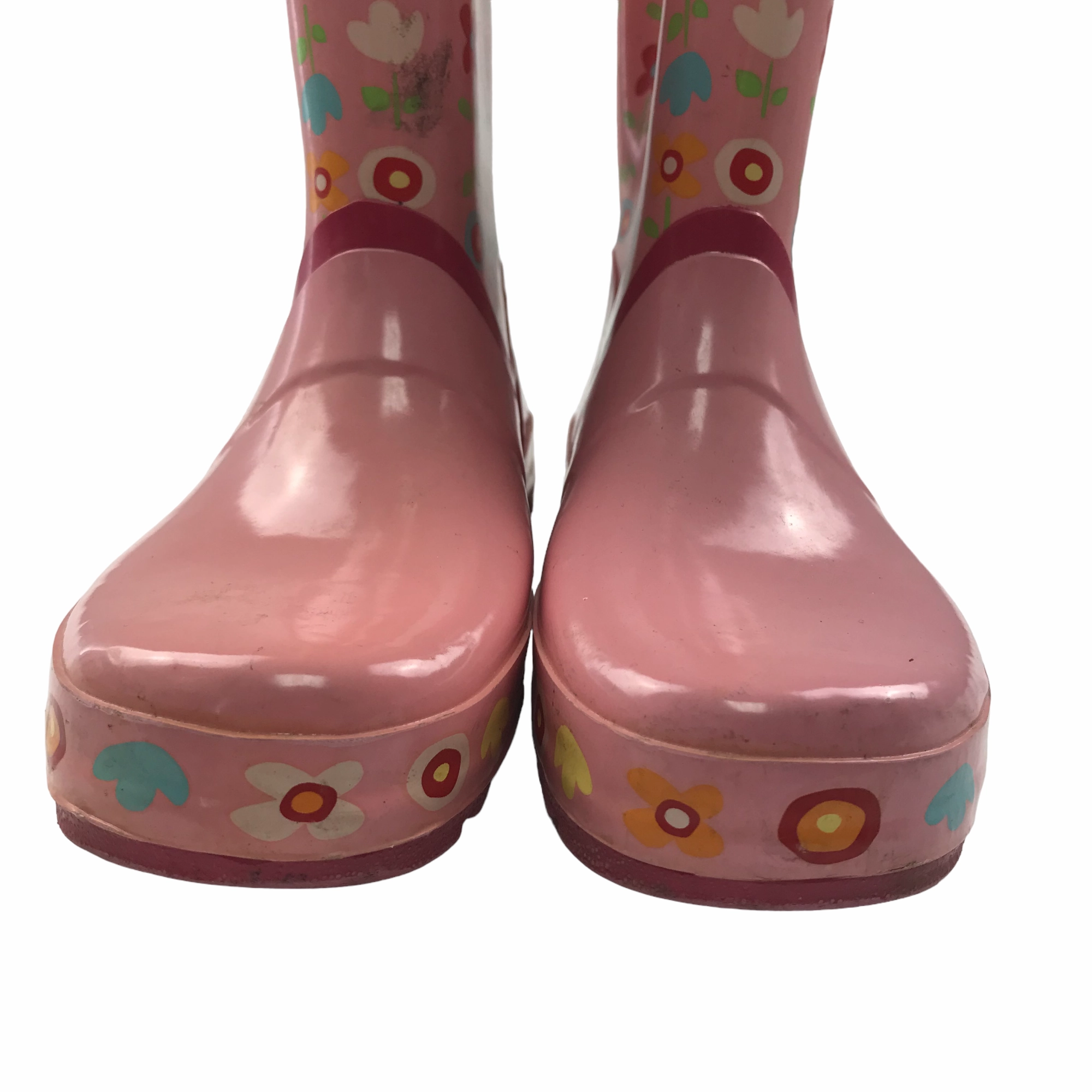 Pink Floral Wellies Shoe Size 1.5 Boots Flat Boots
