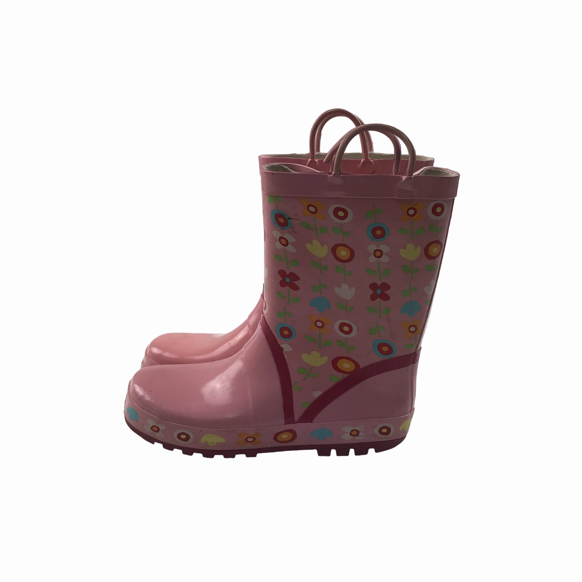 Over The Knee Boots Wide Calf Pink Floral Wellies Shoe Size 1.5