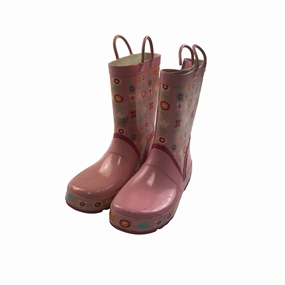 Pink Floral Wellies Shoe Size 1.5 Gold Glitter Boots