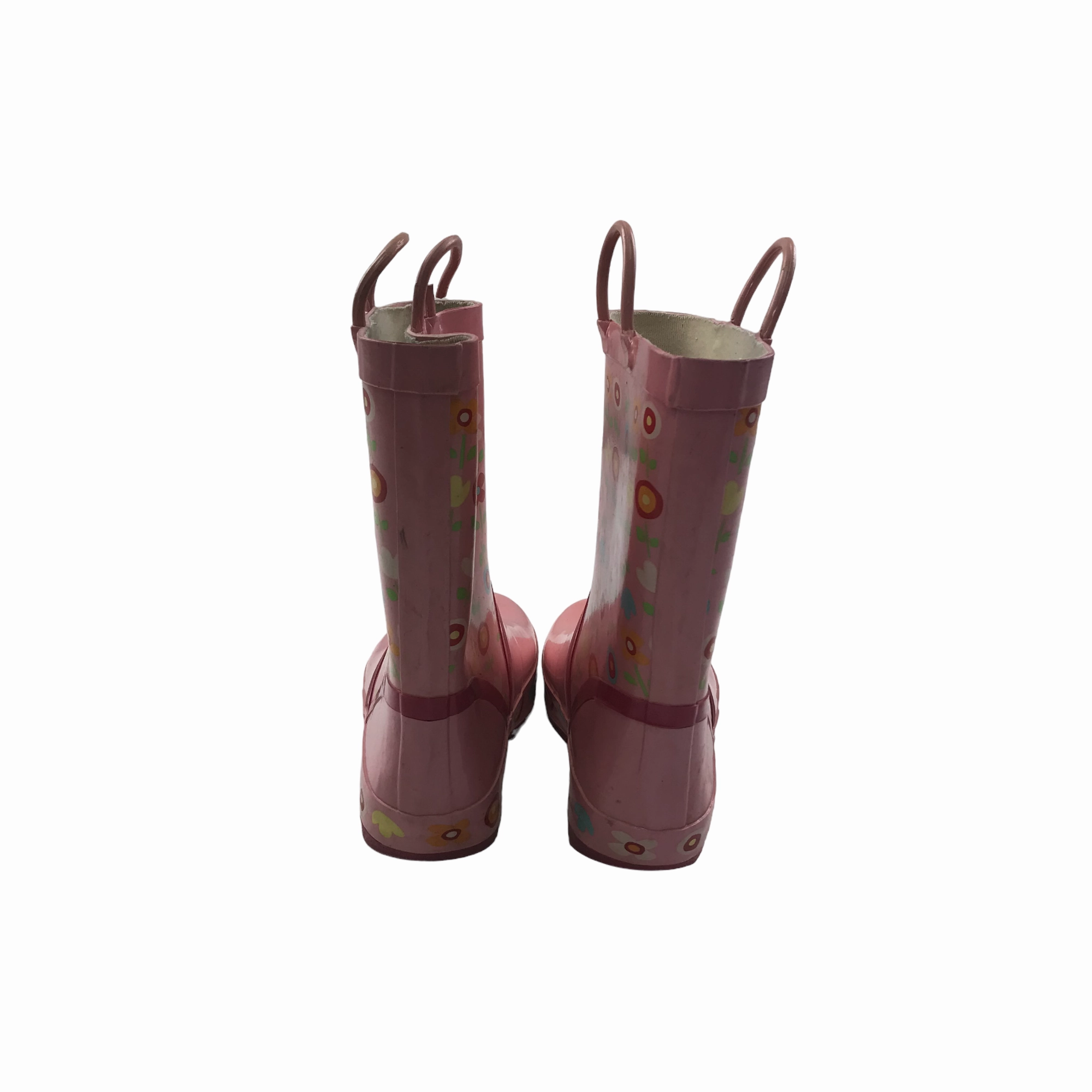 Pink Floral Wellies Shoe Size 1.5 Boots W The Fur