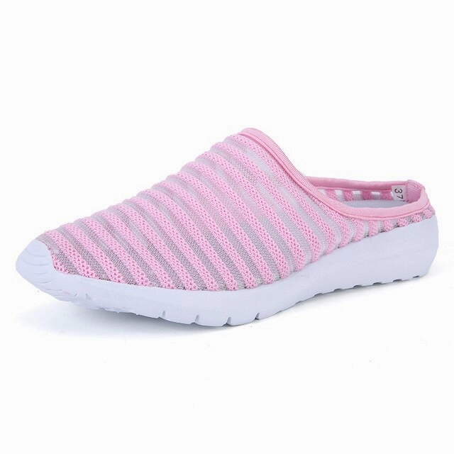 Badminton Shoes For Flat Feet EOFK Summer Women Slippers Casual Soft Comfortable Mesh Outside Flat Slides Half Beach White Flip Flops Woman