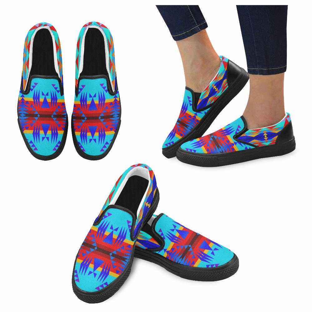 Between the Mountains Blue Men's Unusual Slip-on Canvas Shoes Slip-on Shoes Deals