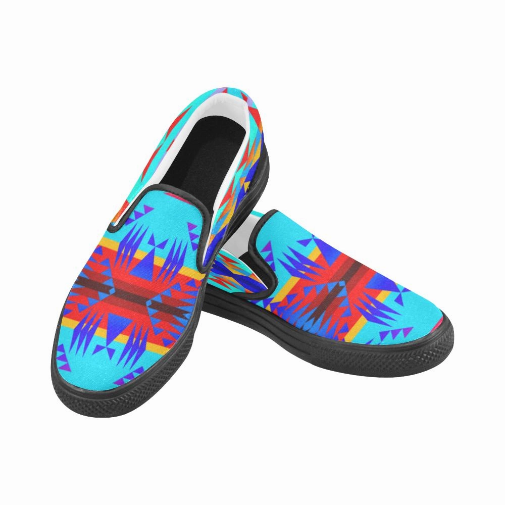 Between the Mountains Blue Men's Unusual Slip-on Canvas Shoes Cheap Slip On Shoes