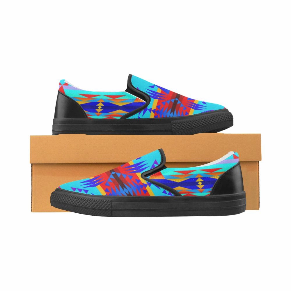 Floral Slip On Between the Mountains Blue Men's Unusual Slip-on Canvas Shoes