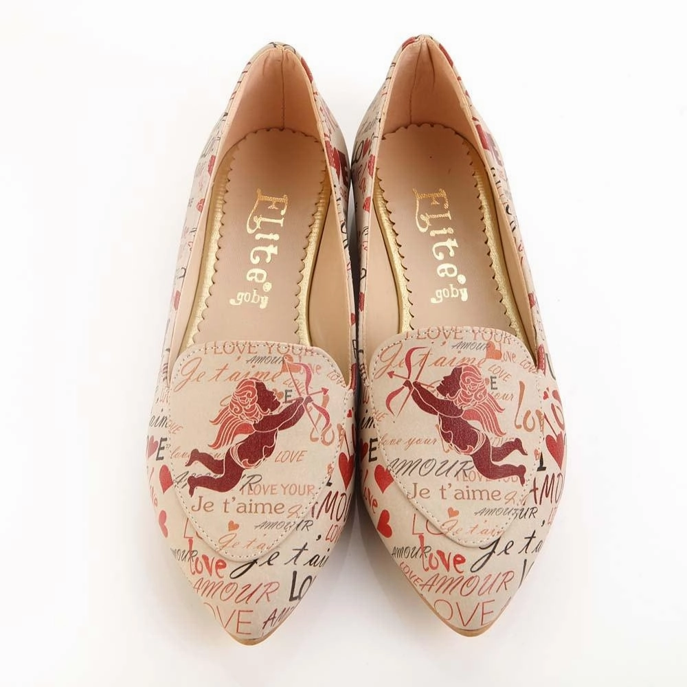 High Heels With Glitter Love Ballerinas Shoes OMR7205