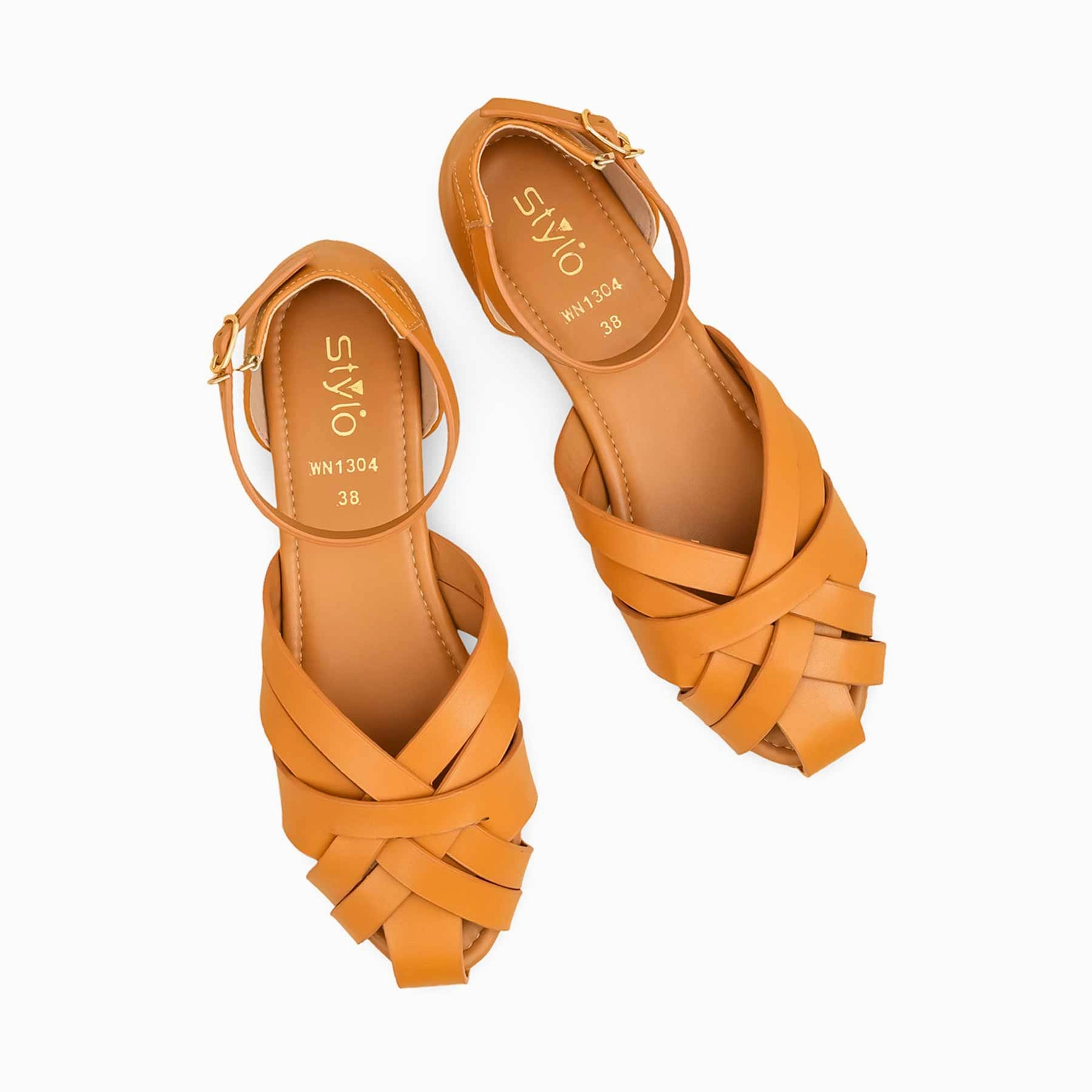 Designer Flat Bridal Shoes Mustard Women Pumps WN1304