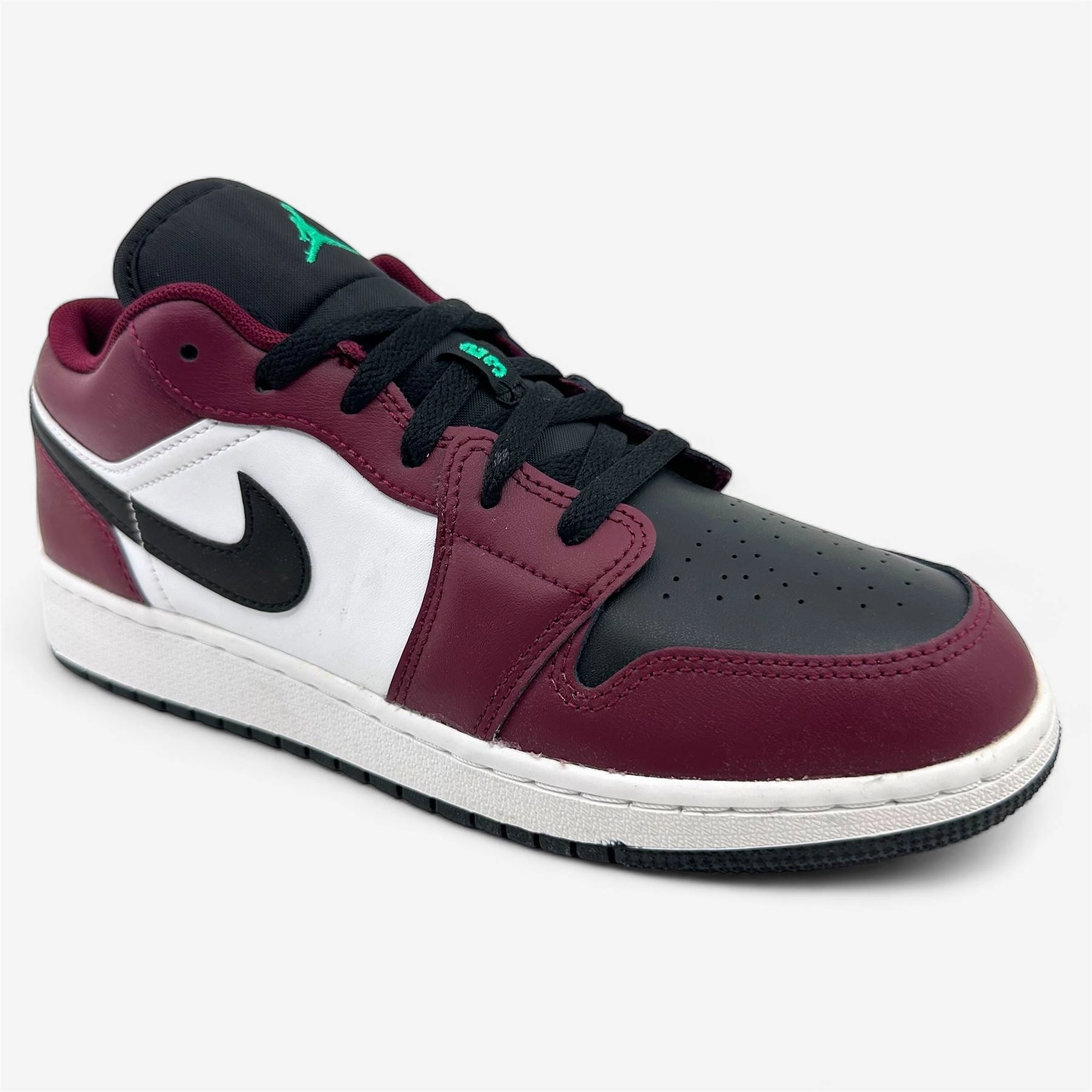 Jordan Air Jordan 1 Low SE (GS) Dark Beetroot Black Roma Green Kids Size 3.5 Sneaker Weatherproof Walking Shoes