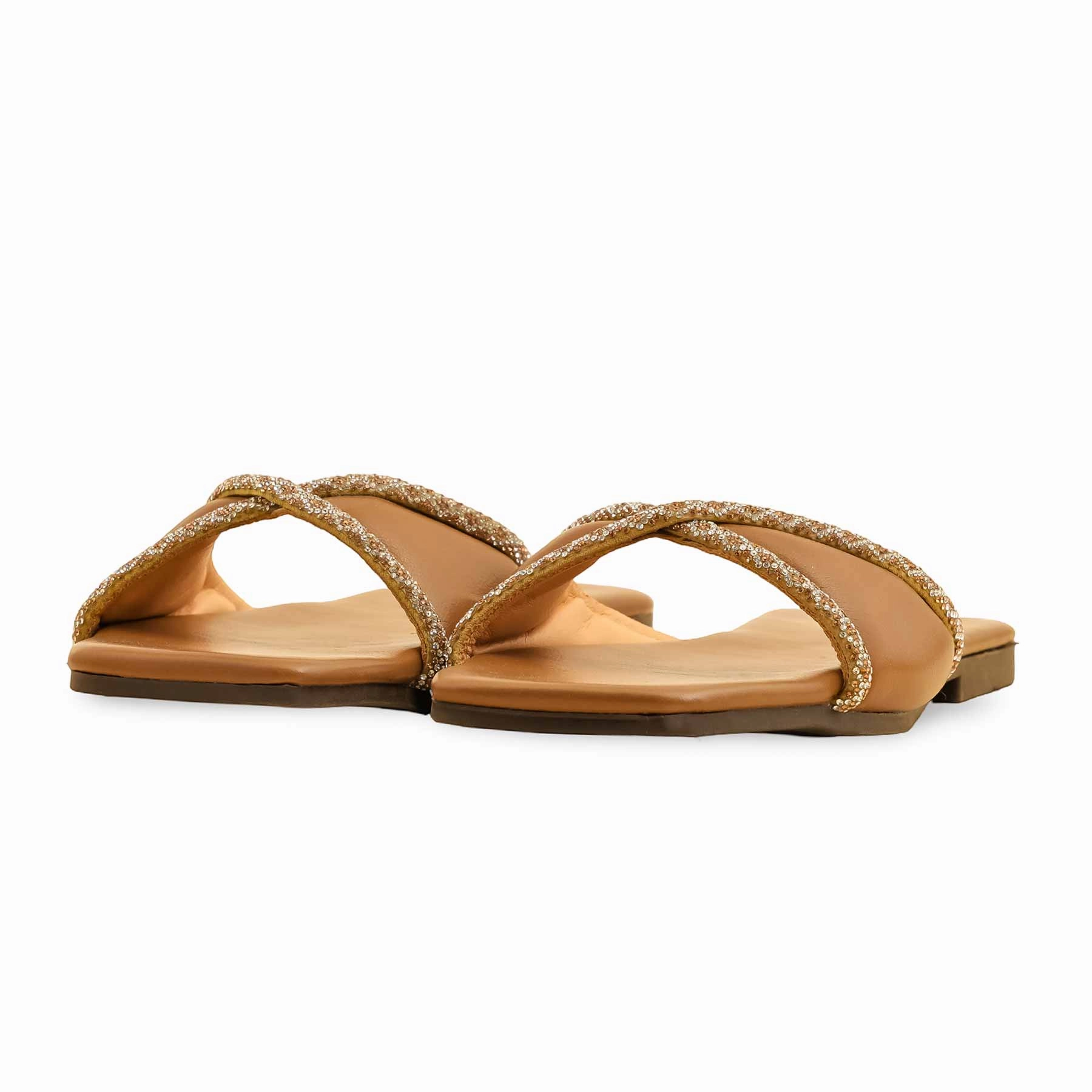 Flat Sole Shoes For Weightlifting Beige Casual Slipper For Women CL2065