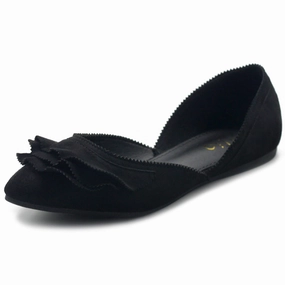 Valentino Flat Studded Shoes Ollio Women's Shoes Faux Suede Slip On Scallped Collar Pointed Toe Ballet Flats