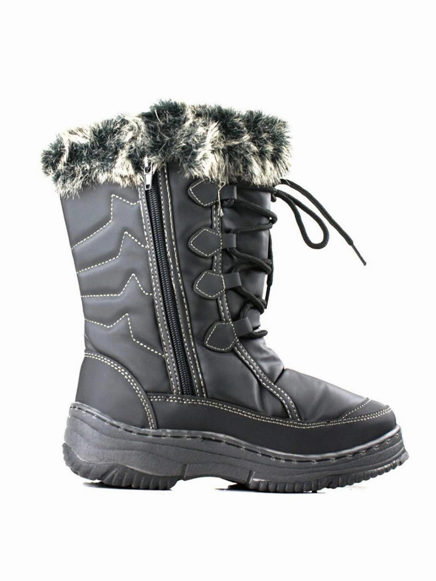 To Walk On Concrete Best Slip On Fashion Waterproof Women Winter Boots Nonslip Warm Snow Boots Mid Calf Rubber Flat Lace Shoes Winter Shoes Wellies