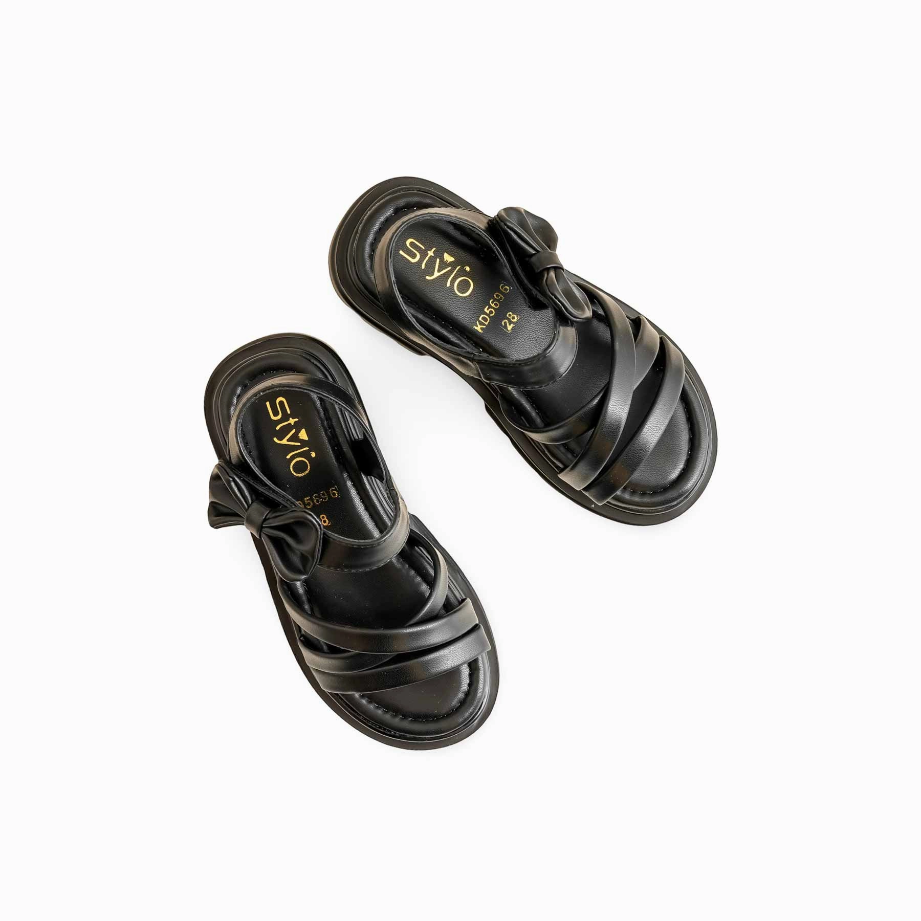 Childrens Slip On Slippers Girls Black Formal Sandal KD5696