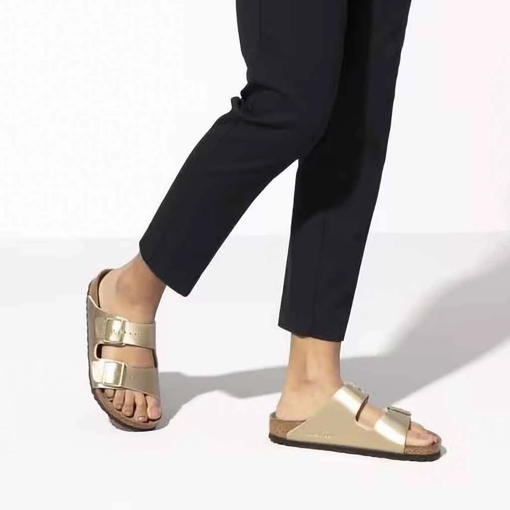 Flat Dress Shoes Ladies Birkenstock Birko-Flor Arizona - Gold