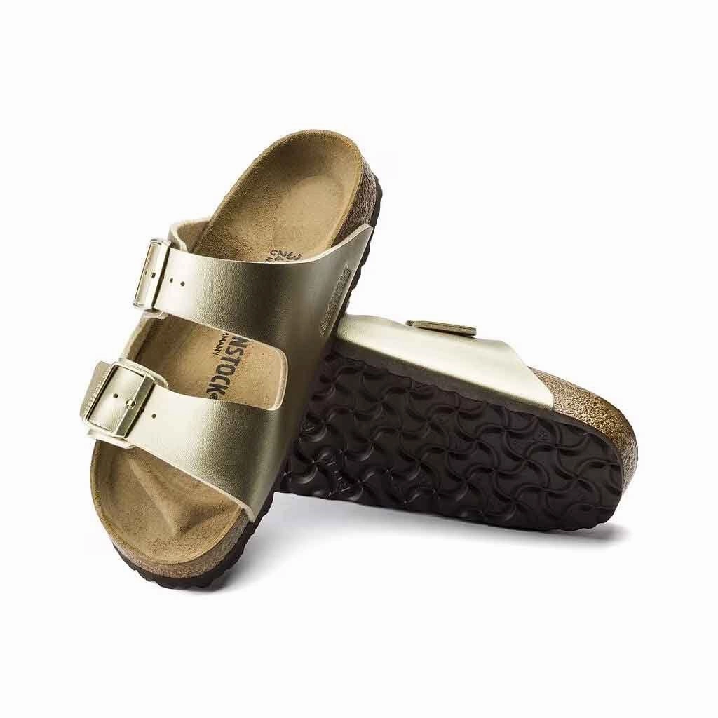 Flat Pointed Toe Shoes Birkenstock Birko-Flor Arizona - Gold