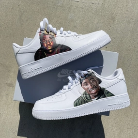 Nike Slip Resistant Restaurant Shoes Custom Handpainted Tupac vs Biggie Nike Air Force 1