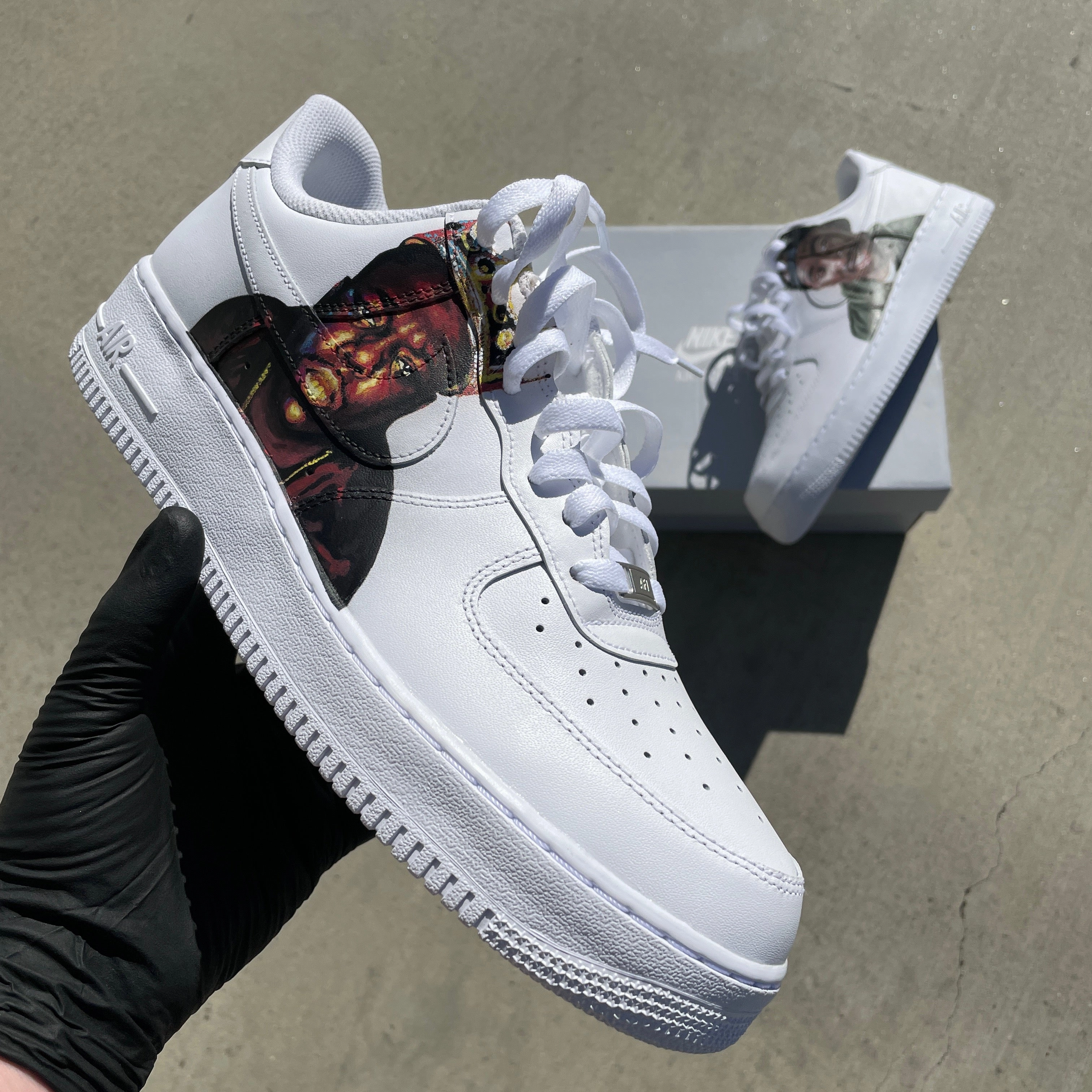 Custom Handpainted Tupac vs Biggie Nike Air Force 1 Nike Zero Drop Running Shoes