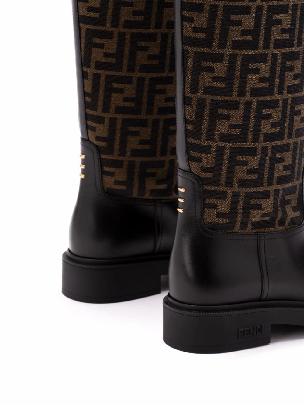 FENDI Elegant Leather and Fabric Heeled Boots for Women Best Waterproof Hunting Boots