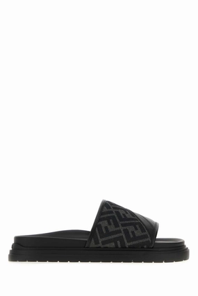 Casual Shoe Guide FENDI Embroidered Canvas and Leather Diagonal Slippers