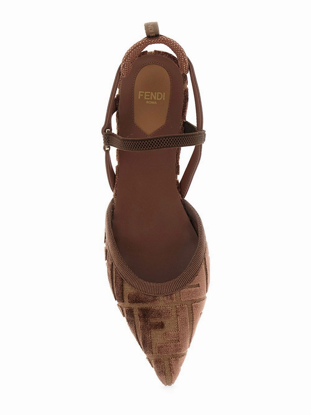 Patent Leather High Heel Shoes FENDI Kitten FF Mini Sling Back Pumps