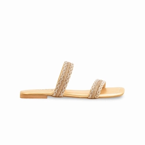 Fake Fur Slippers Girls Golden Fancy Slipper KD5537