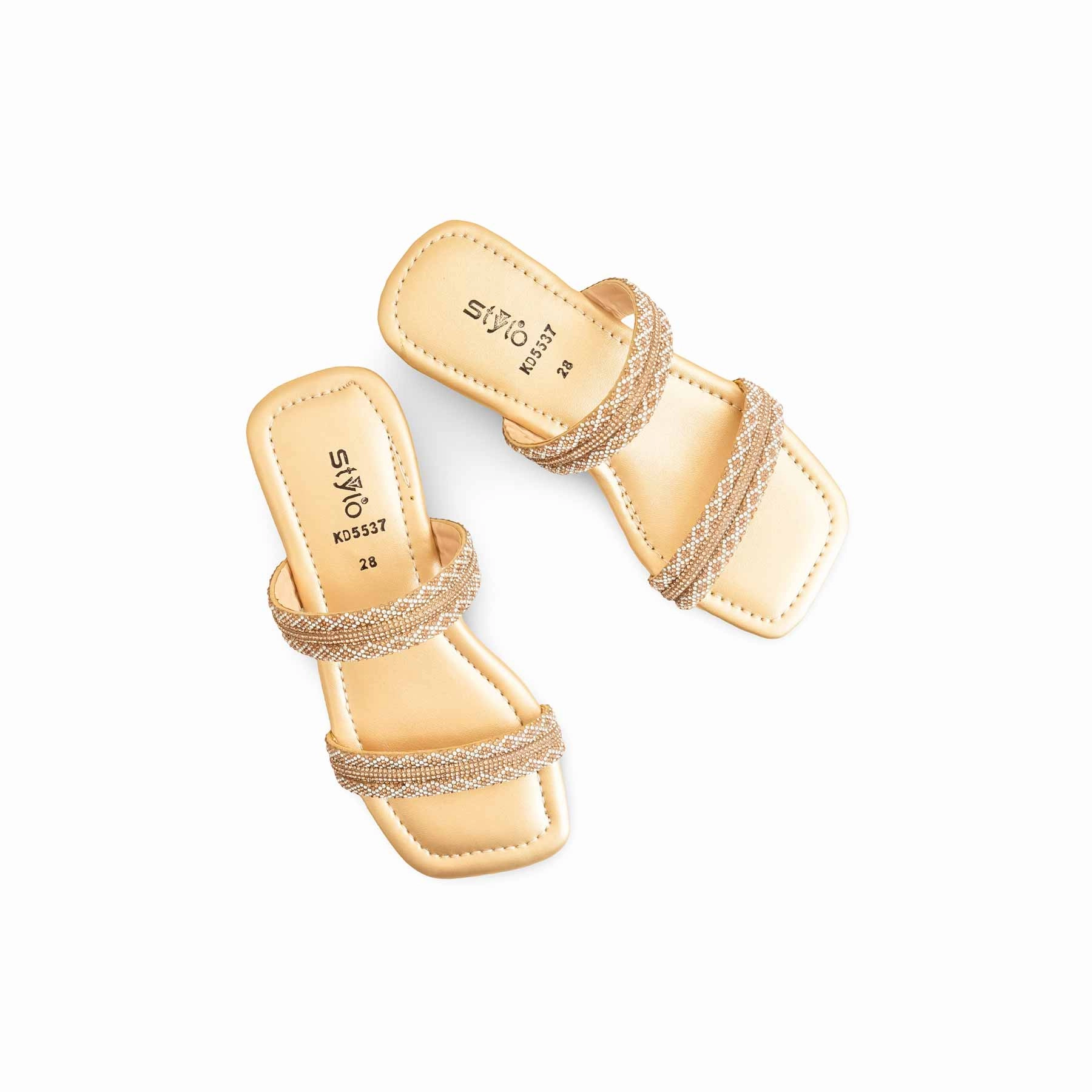 Open Toed Slippers Girls Golden Fancy Slipper KD5537