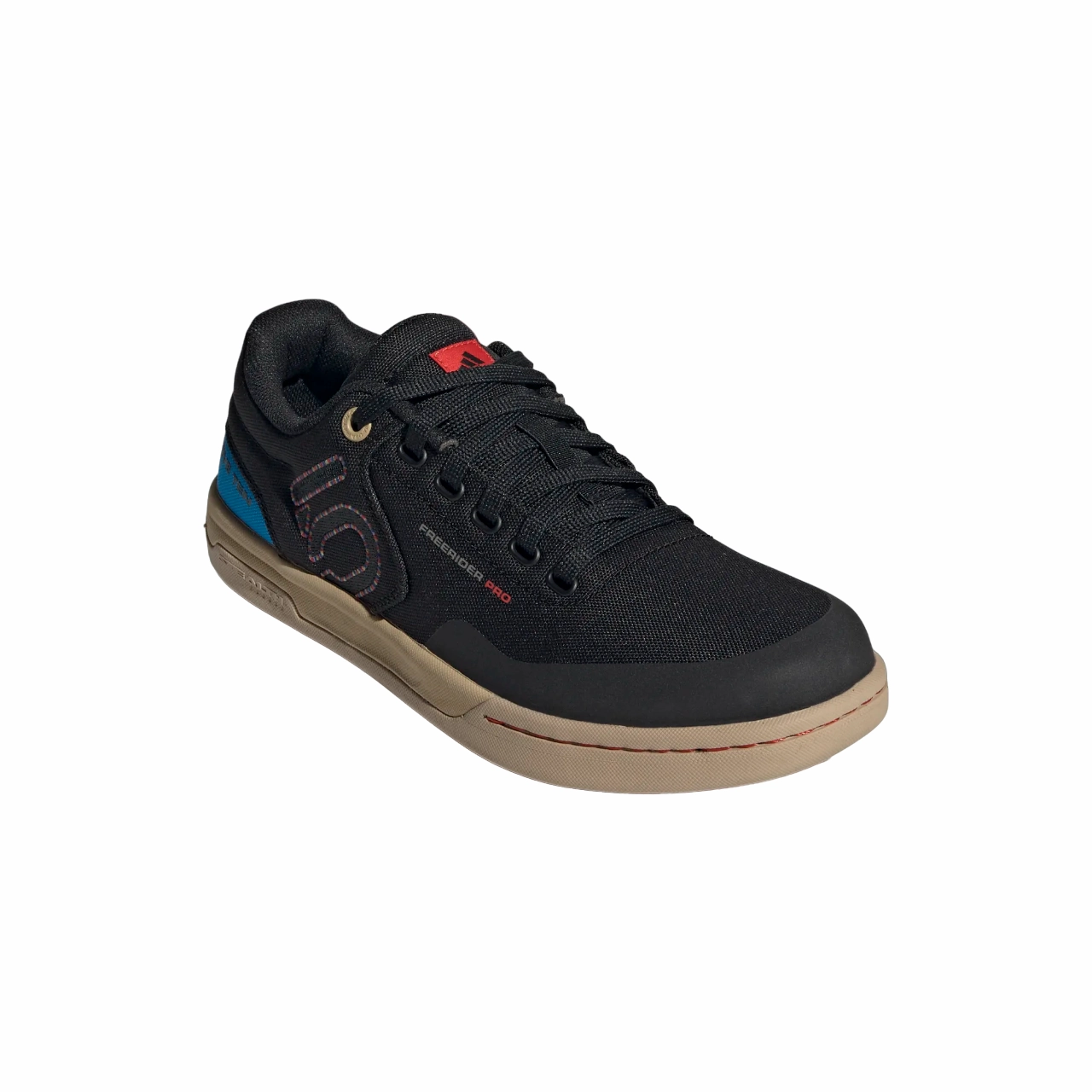 Five Ten Freerider Pro Canvas Flat Pedal Shoe - Core Black-Carbon-Pulse Lime Flat Embroidered Shoes
