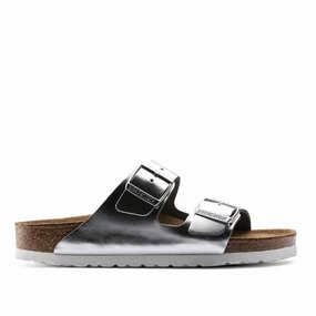 Birkenstock Arizona SFB Sandal for Women - Silver Shoes Transform From Flats To Heels