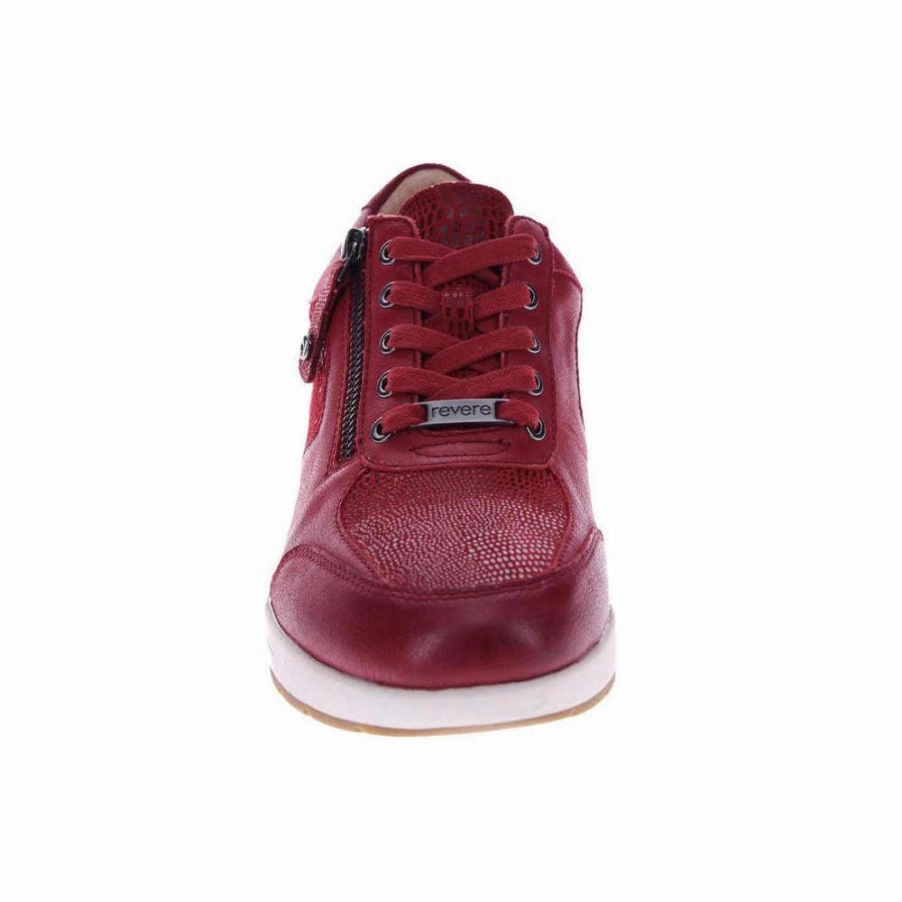 Comfort Walking Shoe Boots Leather Weatherproof Revere Boston Cherry Lizard Sneaker (Women's)