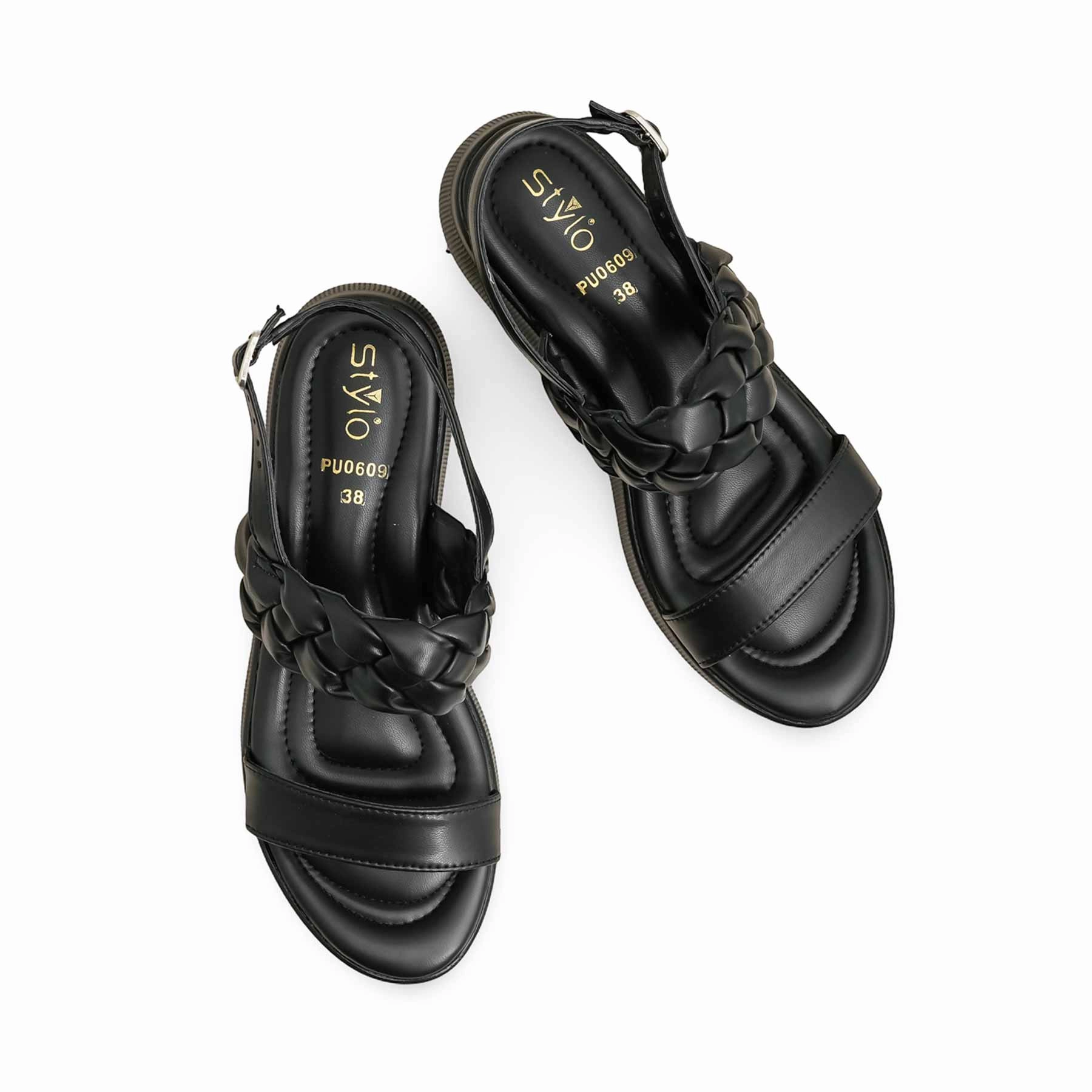 Ankle Strap Platform Sandals Black Formal Sandal PU0609