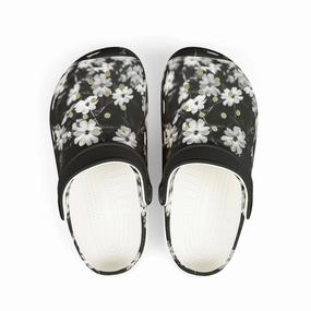 Floral Kid's Clogs, Cute Garden Shoes, Kids Outdoor Footwear, Summer Play Clogs, Toddler Garden Clogs Knit Bootie Slippers