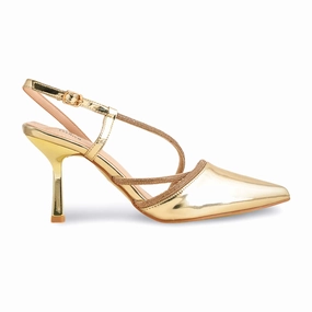 High Heels Crush Golden Women Court Shoes WN7348