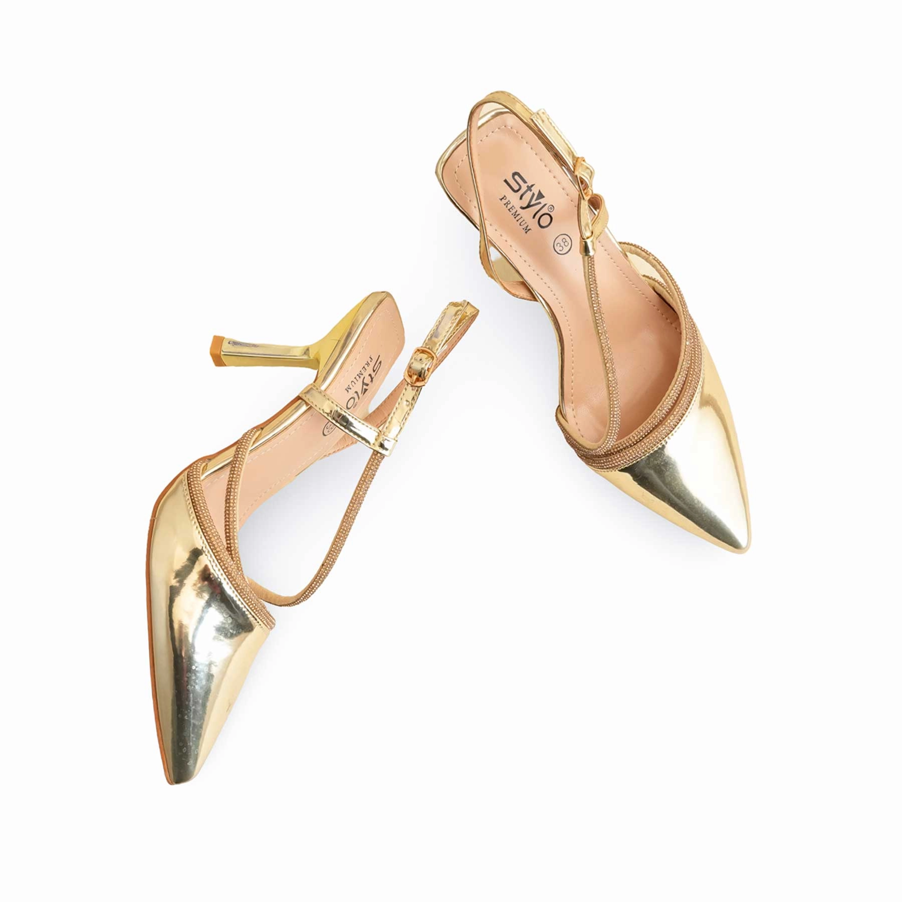 Replace Heel On High Heels Golden Women Court Shoes WN7348