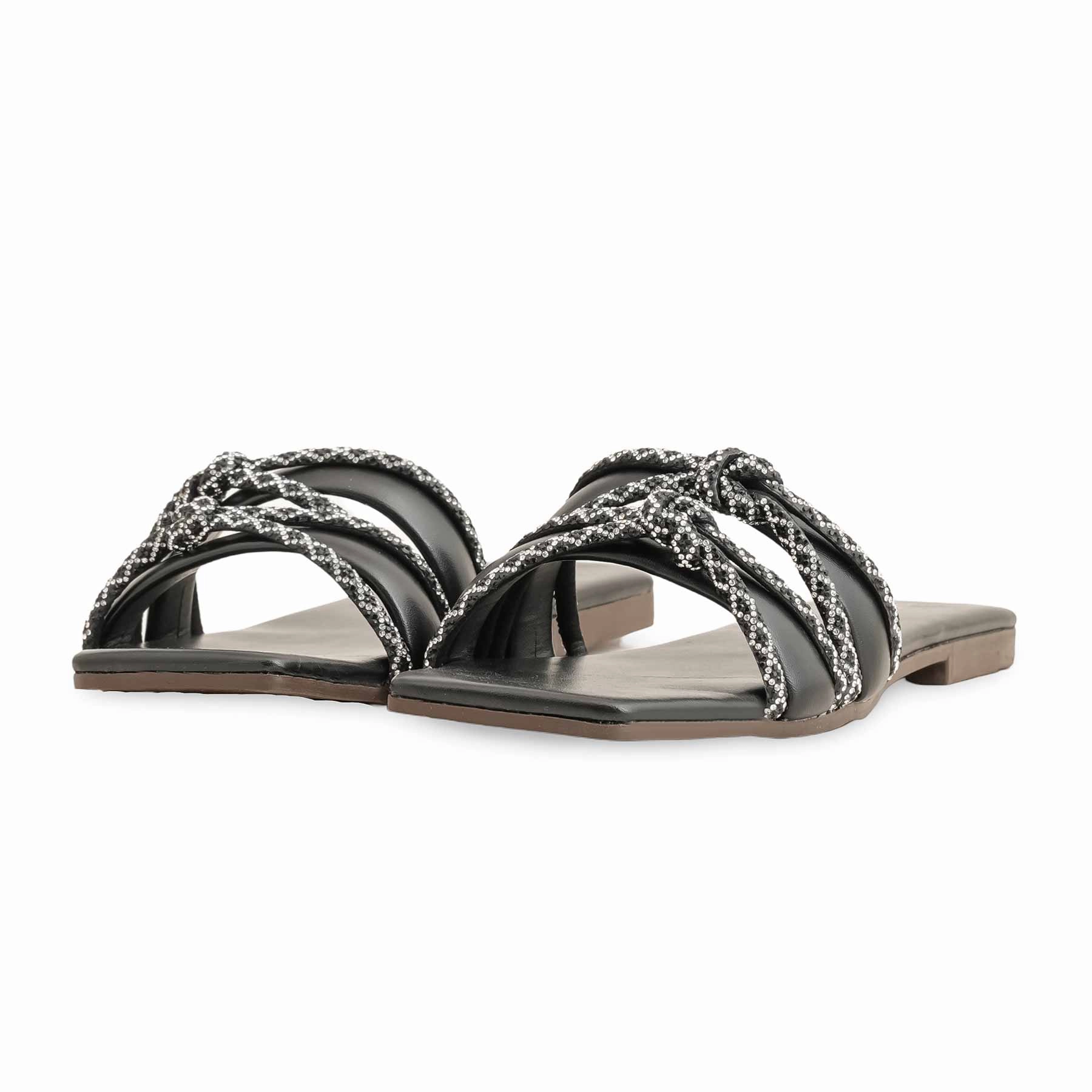 60s Flat Shoes Black Casual Slipper For Women CL1964