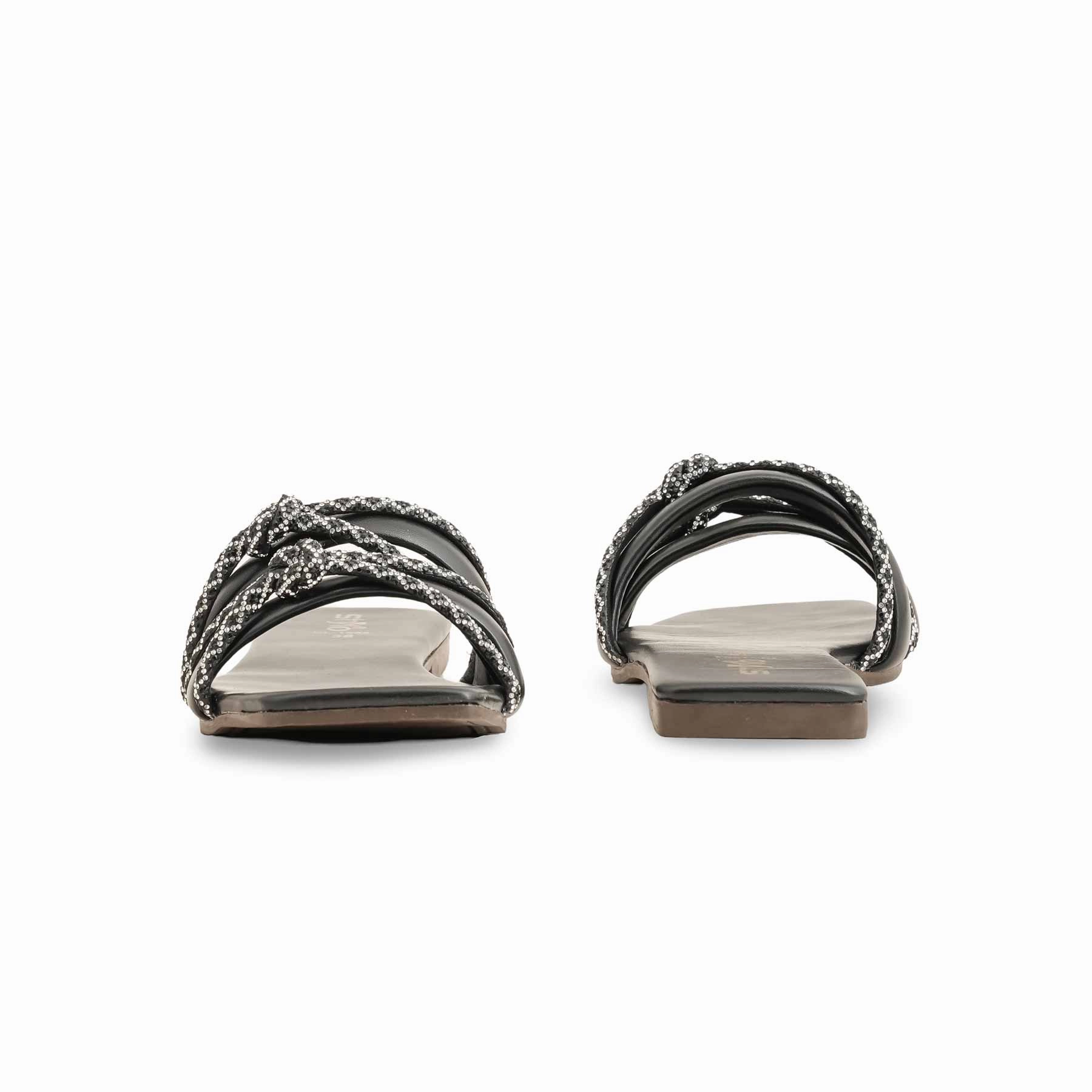 Black Casual Slipper For Women CL1964 Powerlifting Flat Shoes