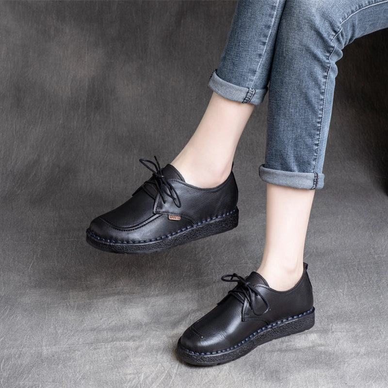 Old Money Casual Shoes Women Retro Cowhide Handmade Soft Casual Shoes