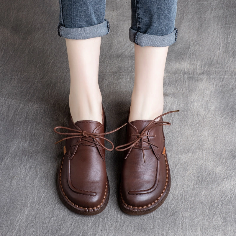 Casual Socks Shoes Women Retro Cowhide Handmade Soft Casual Shoes