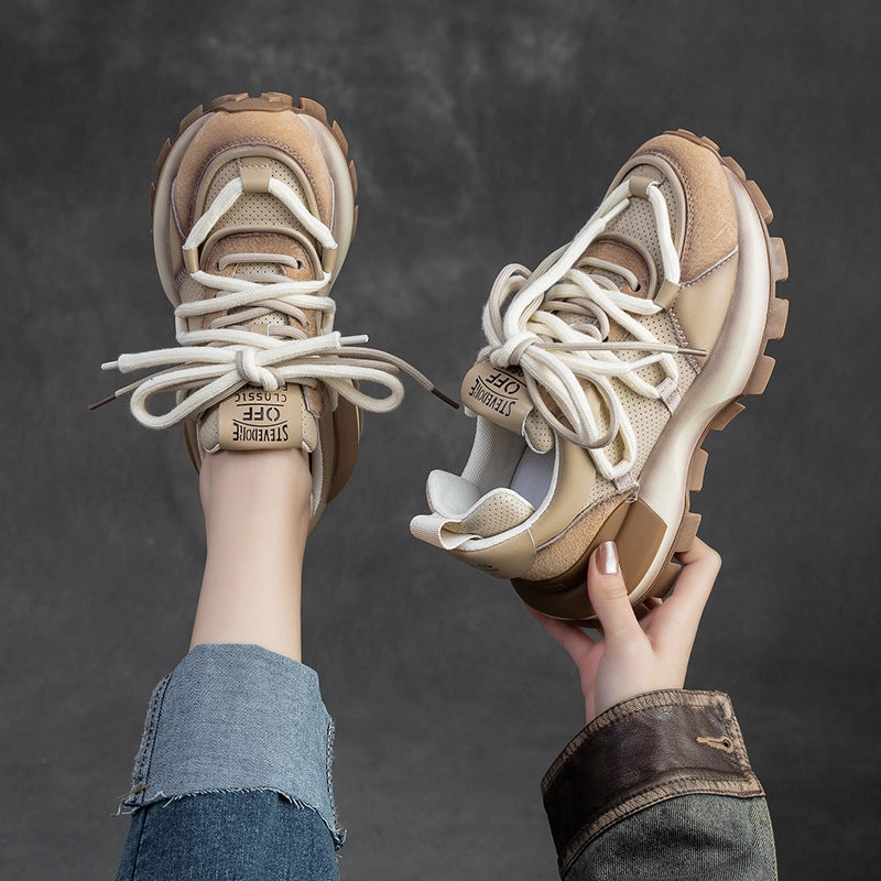 Casual Leather Shoes Australia Women Stylish Color Matching Casual Dad Shoes