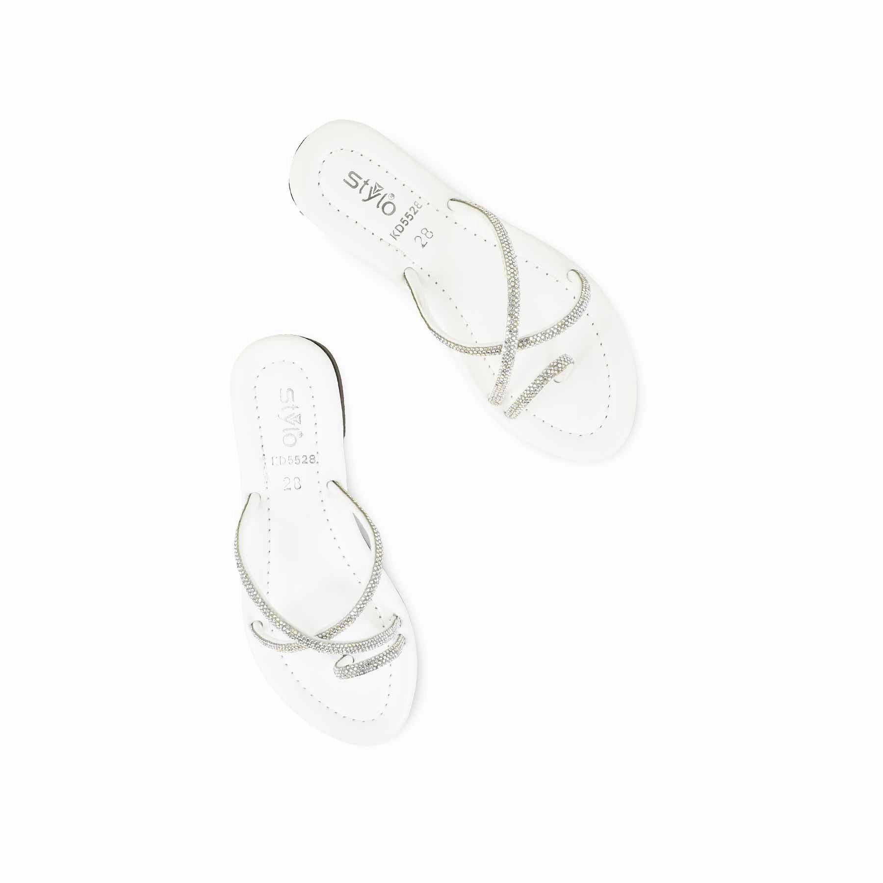 Girls White Casual Slipper KD5528 Pretty Slippers