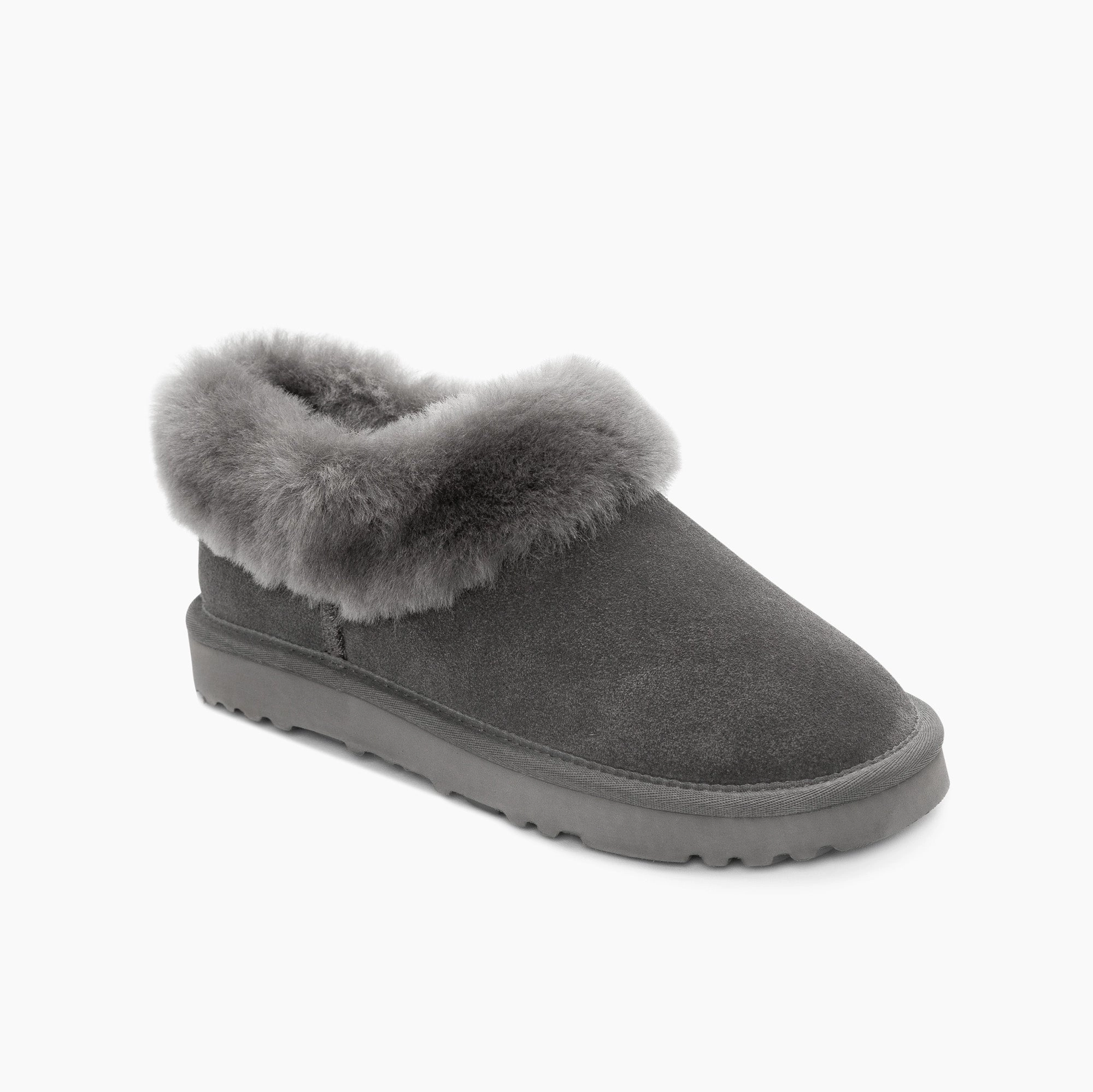 Ugg Slippers Avery Unisex Premium Sheepskin Slippers Suede (Unisex Cow Suede) Platform Shearling Slippers