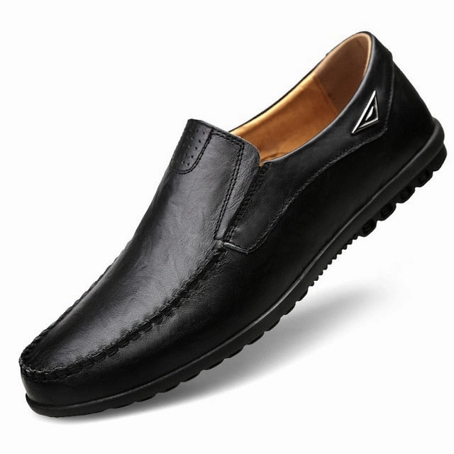 Jazz Casual Sport Shoes Genuine Leather Men Casual Shoes Luxury Brand 2020 Mens Loafers Moccasins Breathable Slip on Black Driving Shoes Plus Size