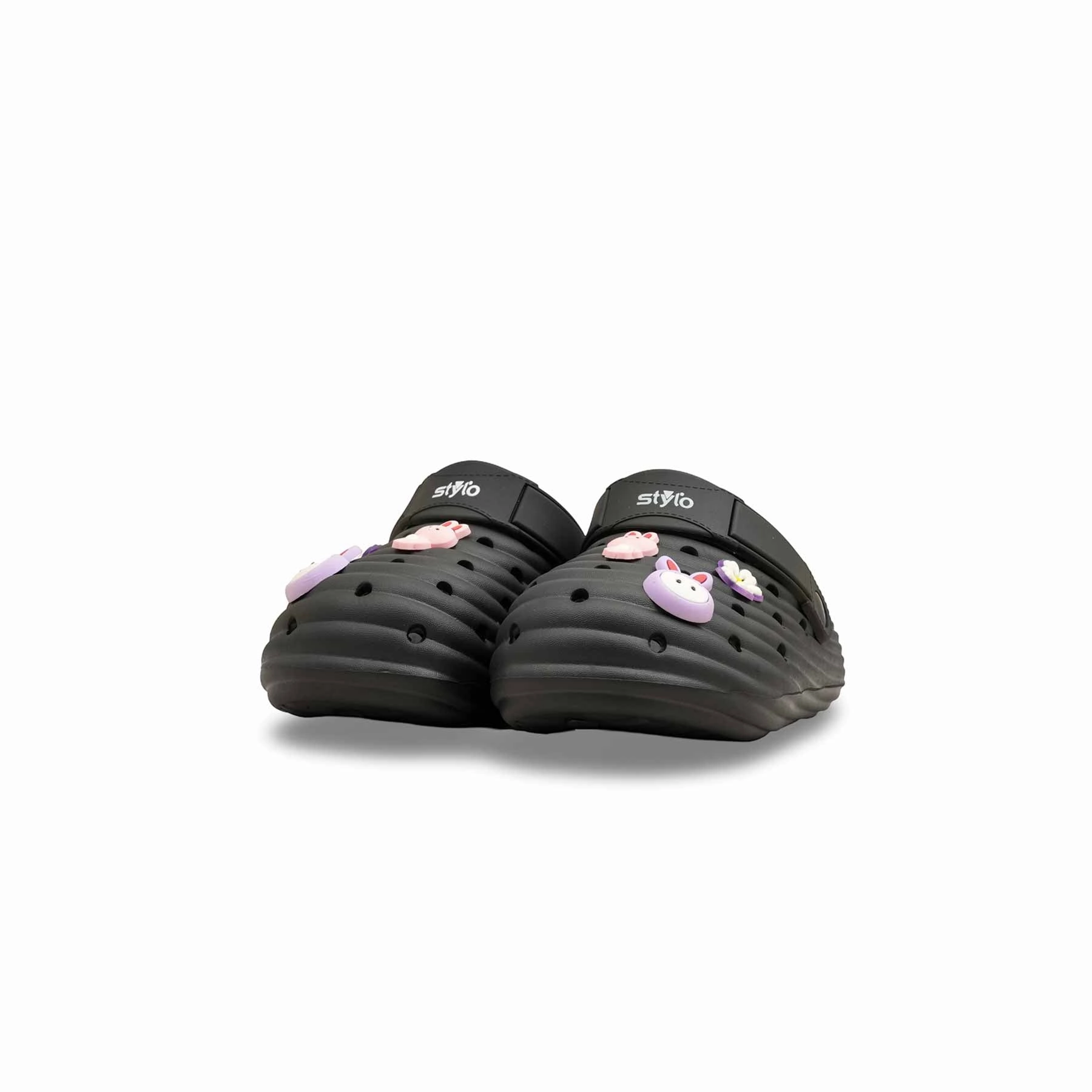 Girls Black Casual Flip Flop KD5723 Sparkly Wedge Flip Flops