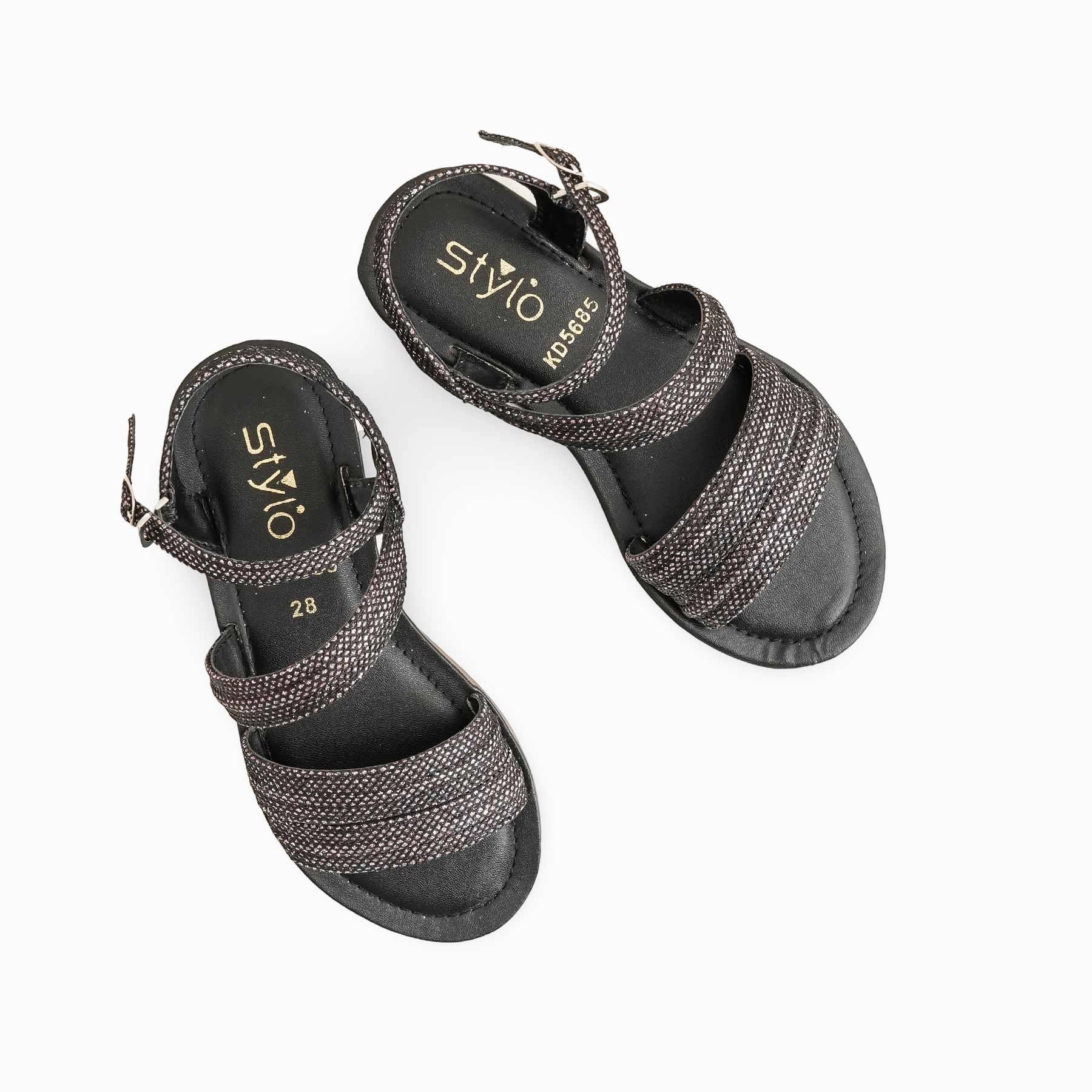 Sandals Royal Caribbean Resort Montego Bay Jamaica Girls Black Formal Sandal KD5685