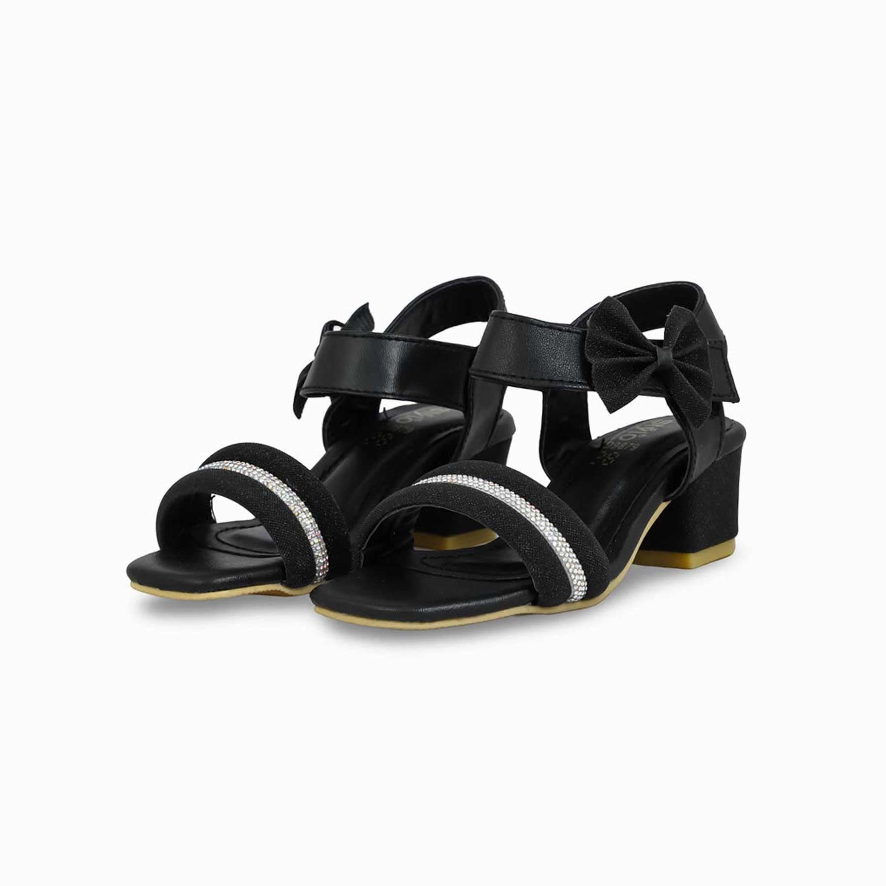 Girls Black Formal Sandal KD9879 Strappy Flat Sandals