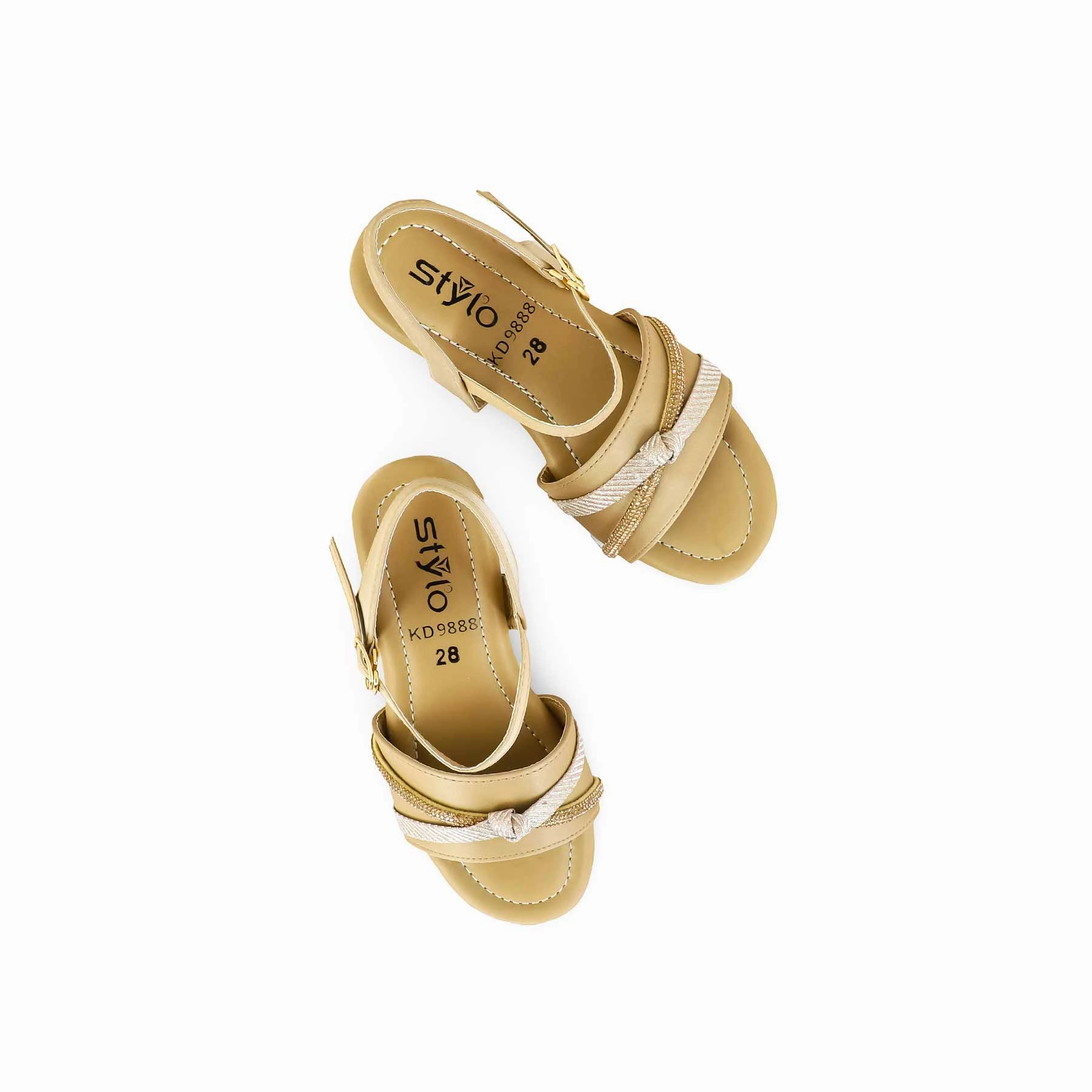 Girls Brown Formal Sandal KD9888 Strappy Casual Slip-on Flat Sandals