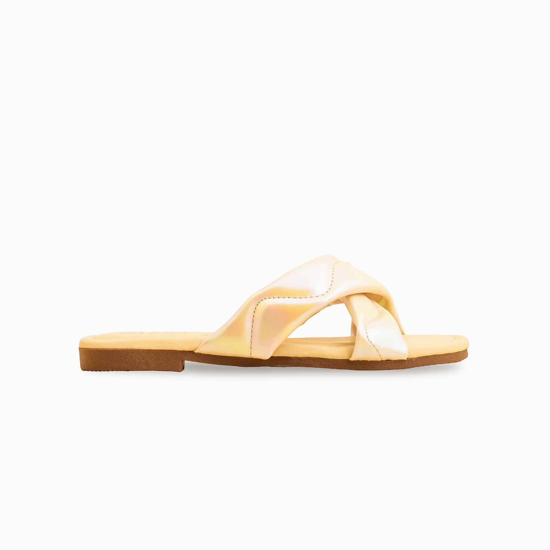 Girls Golden Fancy Slipper KD5682 Raffia Platform Slides