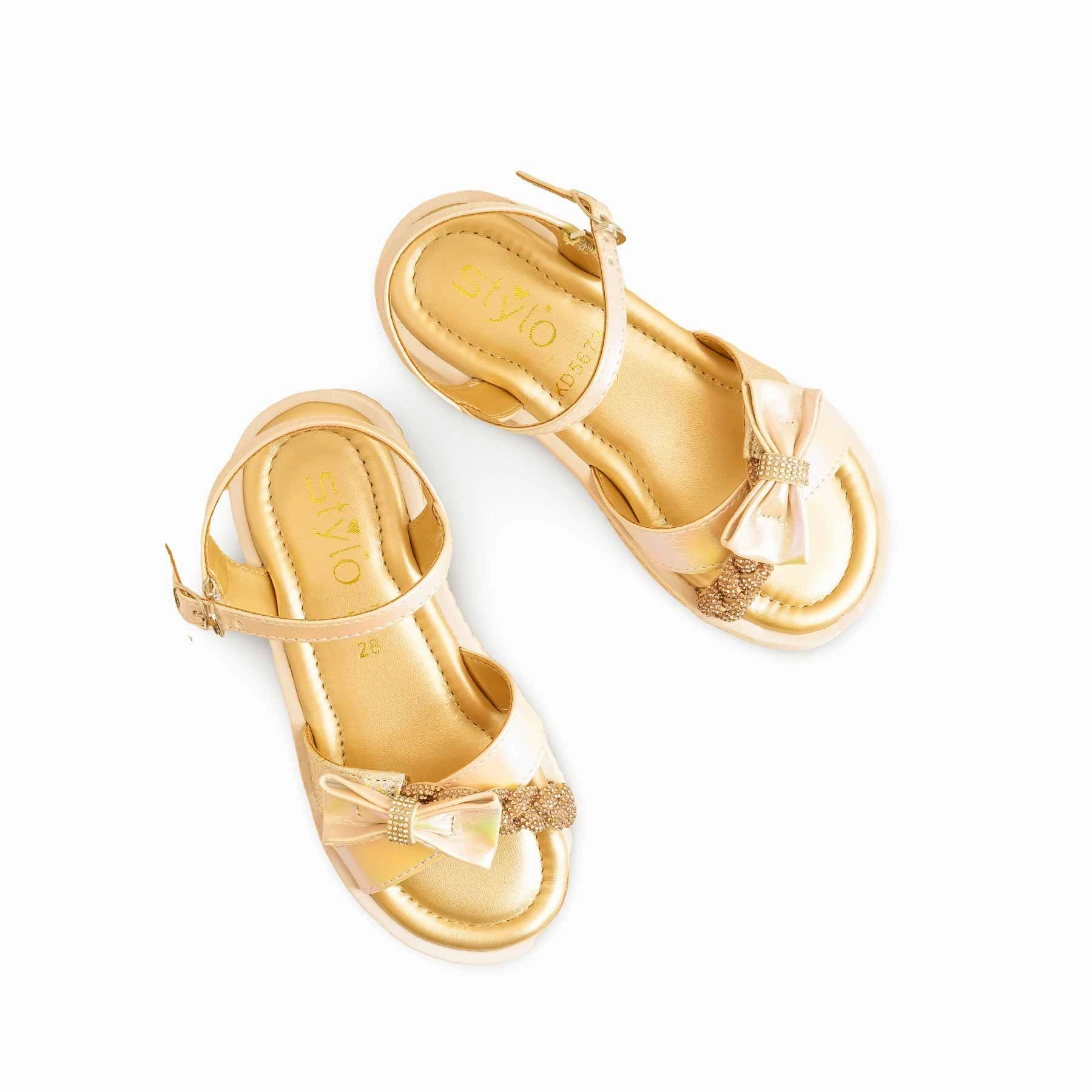 Sandals Wide Sizes Girls Golden Formal Sandal KD5673