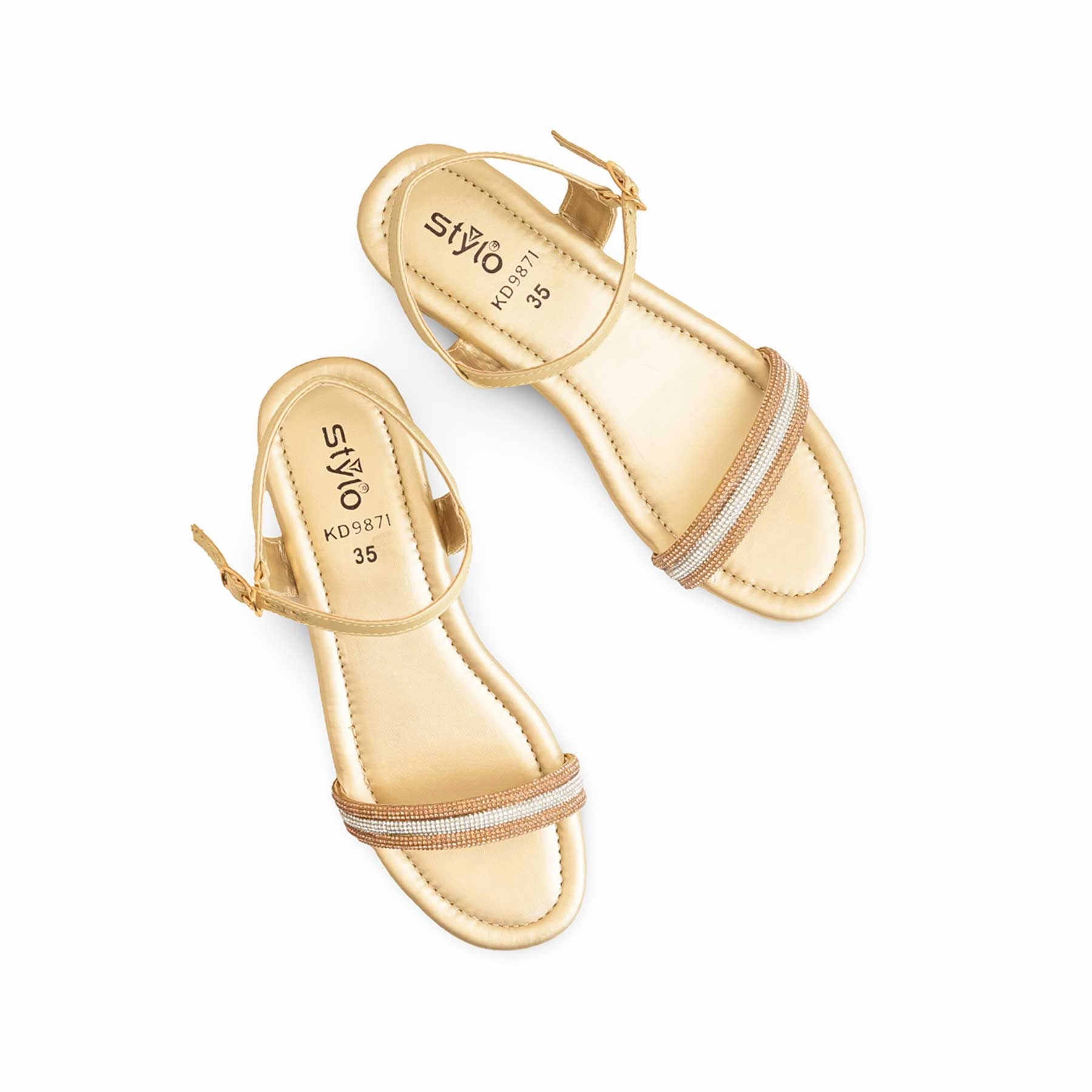 Girls Golden Formal Sandal KD9871 Prison Sandals